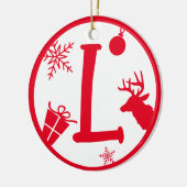 Kerstmonogram Letter L Red White Keramisch Ornament (Links)
