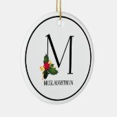 Kerstmonogram Letter M op maat Keramisch Ornament (Rechts)