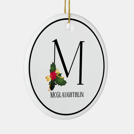 Kerstmonogram Letter M op maat Keramisch Ornament (Rechts)