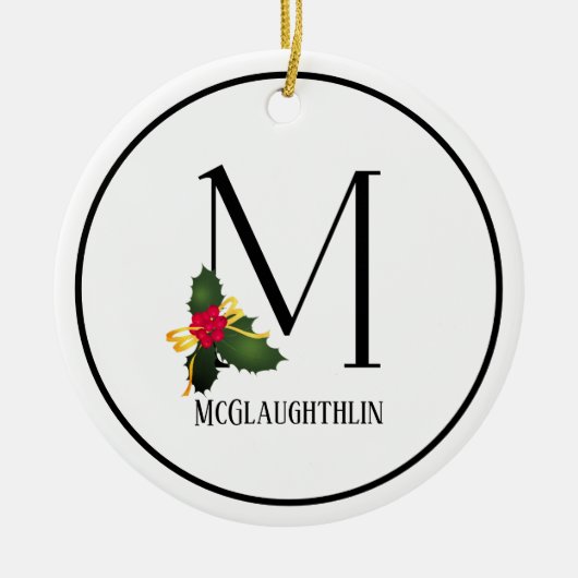 Kerstmonogram Letter M op maat Keramisch Ornament (Voorkant)