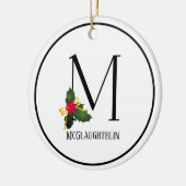 Kerstmonogram Letter M op maat Keramisch Ornament (Links)