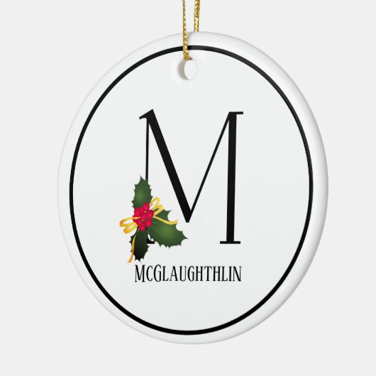 Kerstmonogram Letter M op maat Keramisch Ornament (Links)