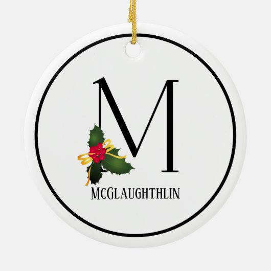 Kerstmonogram Letter M op maat Keramisch Ornament (Achterkant)
