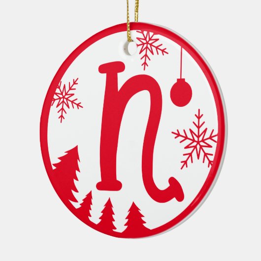 Kerstmonogram Letter N Red White Keramisch Ornament (Links)