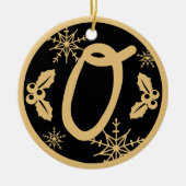Kerstmonogram Letter O Gold Black Keramisch Ornament (Voorkant)