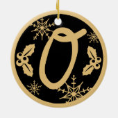 Kerstmonogram Letter O Gold Black Keramisch Ornament (Achterkant)