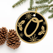 Kerstmonogram Letter O Gold Black Keramisch Ornament
