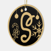 Kerstmonogram Letter S Gold Black Keramisch Ornament (Links)