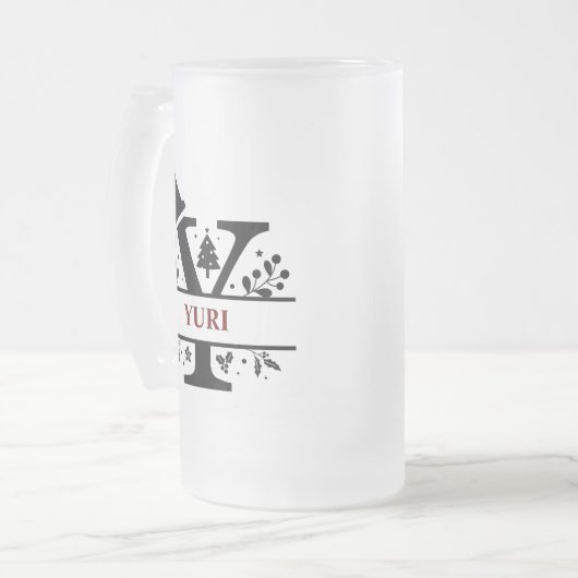 kerstmonogram letter Y alfabet naam voor      Matglas Bierpul (Voorkant links)