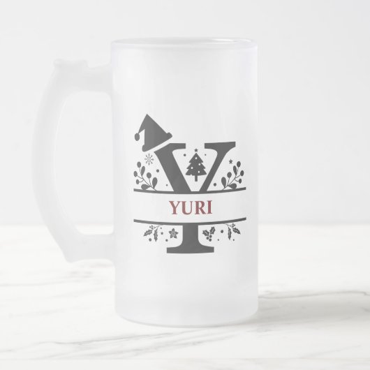 kerstmonogram letter Y alfabet naam voor Matglas Bierpul (Links)