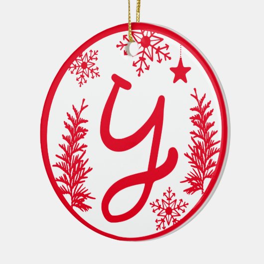 Kerstmonogram Letter Y Red White Keramisch Ornament (Links)