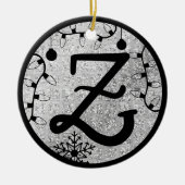 Kerstmonogram Letter Z Black Silver Glitter Keramisch Ornament (Voorkant)