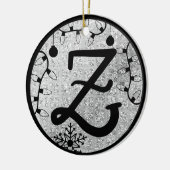 Kerstmonogram Letter Z Black Silver Glitter Keramisch Ornament (Links)