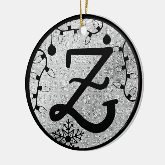 Kerstmonogram Letter Z Black Silver Glitter Keramisch Ornament (Links)