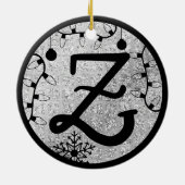 Kerstmonogram Letter Z Black Silver Glitter Keramisch Ornament (Achterkant)
