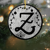 Kerstmonogram Letter Z Black Silver Glitter Keramisch Ornament