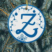 Kerstmonogram Letter Z Blue White Keramisch Ornament