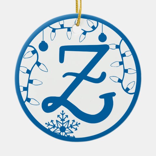 Kerstmonogram Letter Z Blue White Keramisch Ornament (Voorkant)
