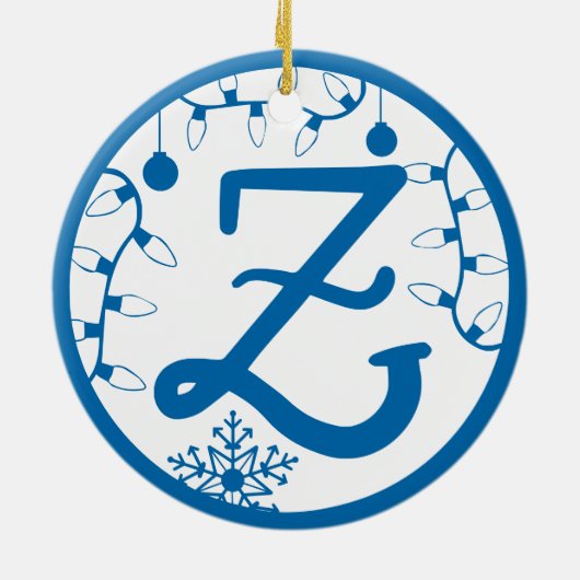 Kerstmonogram Letter Z Blue White Keramisch Ornament (Achterkant)