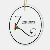 Kerstmonogram Letter Z op maat Keramisch Ornament (Links)