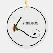 Kerstmonogram Letter Z op maat Keramisch Ornament (Achterkant)