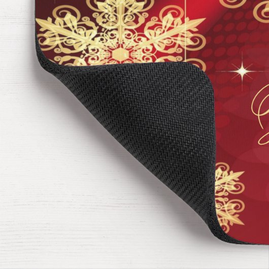 Kerstmonogram Naam Rode Golden Snowflakes Gift Muismat (Hoek)