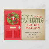 Kerstmonogram op rode deur in beweging briefkaart (Voorkant)