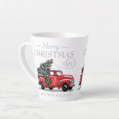 kerstmonogram op vrachtwagen Merry Naam Klein Latte Mok (Linkerhoek)