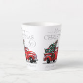 kerstmonogram op vrachtwagen Merry Naam Klein Latte Mok (Voorkant)