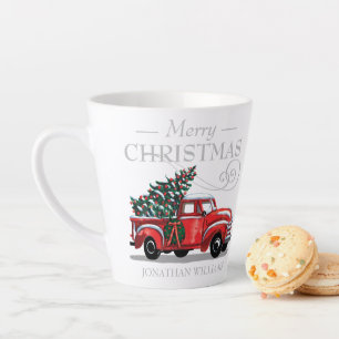 kerstmonogram op vrachtwagen Merry Naam Klein Latte Mok