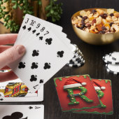 Kerstmonogram R met Sinterklaashoed – Kerstcadeau Pokerkaarten (Insitu)