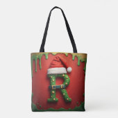 Kerstmonogram R met Sinterklaashoed – Kerstcadeau Tote Bag (Achterkant)