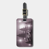 Kerstmonogram Roze Bomen Vakantie Winter Bagagelabel (Voorkant verticaal)