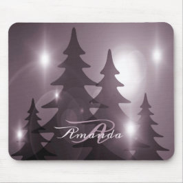 Kerstmonogram Roze Bomen Vakantie Winter Muismat