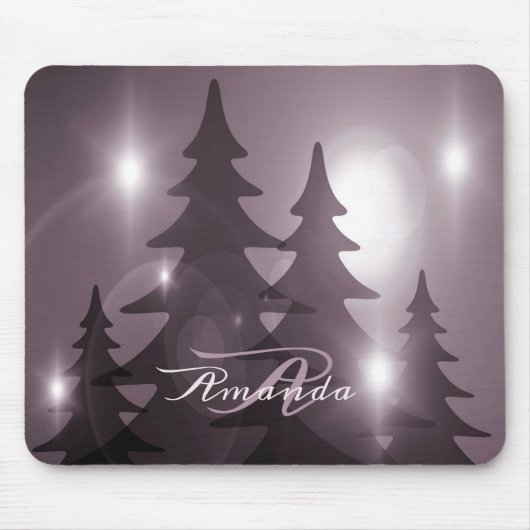 Kerstmonogram Roze Bomen Vakantie Winter Muismat (Voorkant)