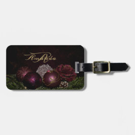 Kerstmonogram Roze Ornament Groen Zwart Bagagelabel