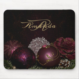 Kerstmonogram Roze Ornament Groen Zwart Muismat