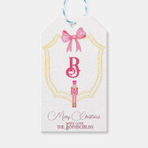 kerstmonogram roze voedingskraker Gift Labels