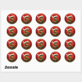 Kerstmonogram S met kerstmuts Kerstcadeau Ronde Sticker (Vel)