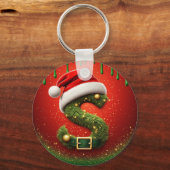 Kerstmonogram S met Sinterklaashoed Kerstcadeau Sleutelhanger (Achterkant)