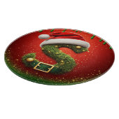 Kerstmonogram S met Sinterklaashoed Kerstcadeau Snijplank (Hoek)
