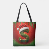 Kerstmonogram S met Sinterklaashoed Kerstcadeau Tote Bag (Achterkant)