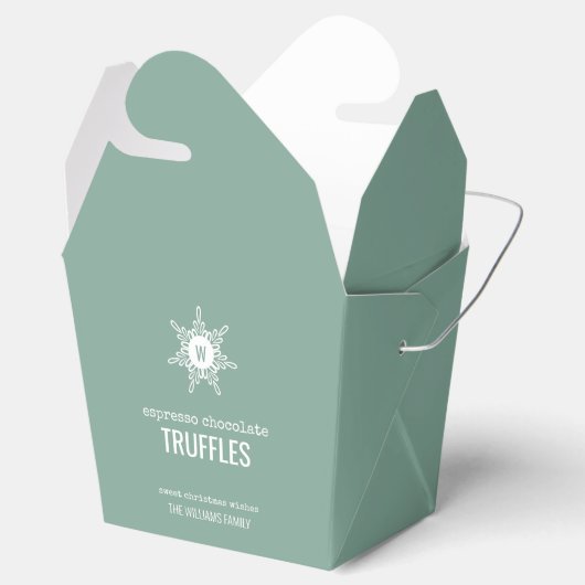 Kerstmonogram Snowflake Bedankdoosjes (Geopend)