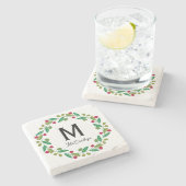 Kerstmonogram stenen onderzetter (Zijkant)