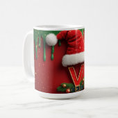 Kerstmonogram V Kerstman Kerstbrief Koffiemok (Voorkant links)