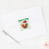 Kerstmonogram V voor vakantienamen Vierkante Sticker (Envelop)