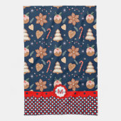 Kerstmonogram van koek theedoek (Verticaal)