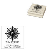 Kerstmonogram vierkant sneeuwvlok retouradres rubberstempel (Gestempeld)