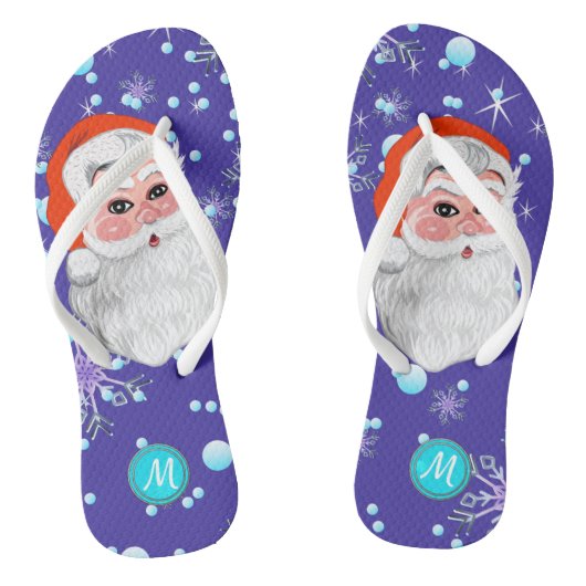Kerstmonogram voor kerstmis met "Santa Claus & Sno Teenslippers (Voetbed)