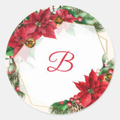 Kerstmonogram Weddenschap Sticker (Voorkant)